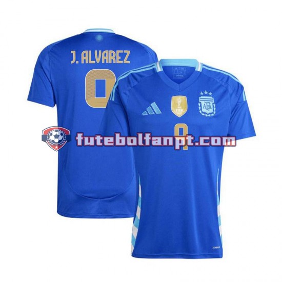 Camisola Alternativo Seleção Argentina Julian Alvarez 9 Copa America 2024 Manga Curta ,Homem