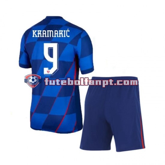 Camisola Alternativo Seleção Croata Andrej Kramaric 9 Euro 2024 Manga Curta ,Criança