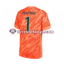 Camisola Principal Guarda-redes Seleção Inglesa Laranja Pickford 1 Euro 2024 Manga Curta ,Homem