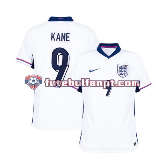 Camisola Principal Seleção Inglesa Branco Harry Kane 9 Euro 2024 Manga Curta ,Homem