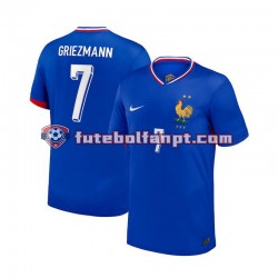 Camisola Principal Seleção Francesa Azul Antoine Griezmann 7 Euro 2024 Manga Curta ,Homem