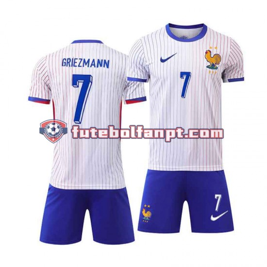 Camisola Alternativo Seleção Francesa Antoine Griezmann 7 Euro 2024 Manga Curta ,Criança