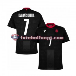 Camisola Alternativo Preto Georgia Kvaratskhelia 7 Euro 2024 Manga Curta ,Homem