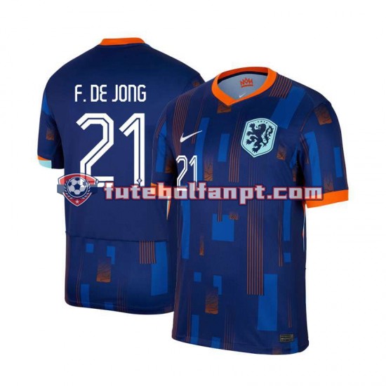 Camisola Alternativo Seleção Neerlandesa Frenkie de Jong 21 Euro 2024 Manga Curta ,Homem