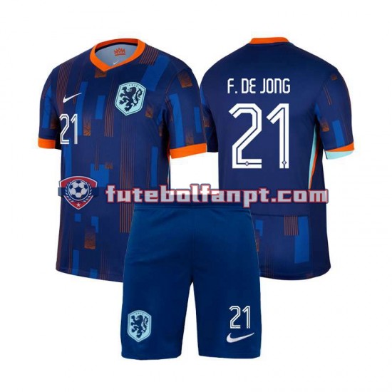 Camisola Alternativo Seleção Neerlandesa Frenkie de Jong 21 Euro 2024 Manga Curta ,Criança