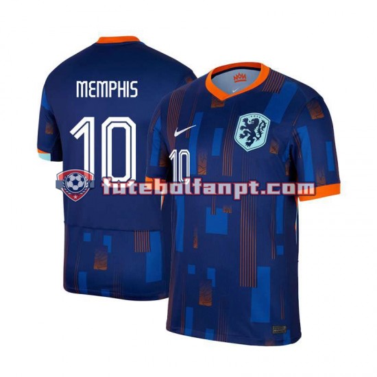 Camisola Alternativo Seleção Neerlandesa Memphis Depay 10 Euro 2024 Manga Curta ,Homem