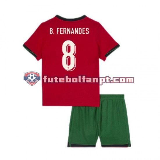 Camisola Principal Seleção Portuguesa Bruno Fernandes 8 Euro 2024 Manga Curta ,Criança