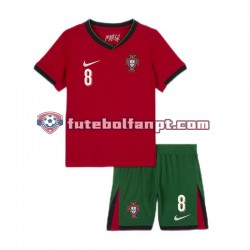 Camisola Principal Seleção Portuguesa Bruno Fernandes 8 Euro 2024 Manga Curta ,Criança