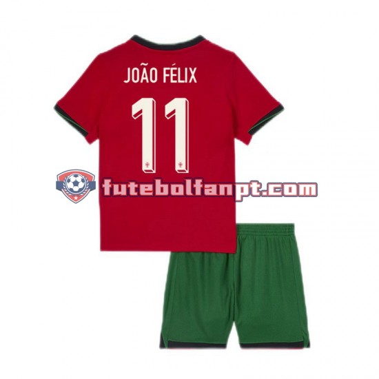 Camisola Principal Seleção Portuguesa Joao Felix 11 Euro 2024 Manga Curta ,Criança