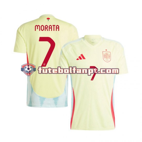 Camisola Alternativo Seleção Espanhola Alvaro Morata 7 Euro 2024 Manga Curta ,Homem