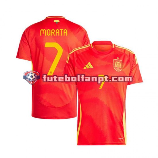 Camisola Principal Seleção Espanhola Alvaro Morata 7 Euro 2024 Manga Curta ,Homem