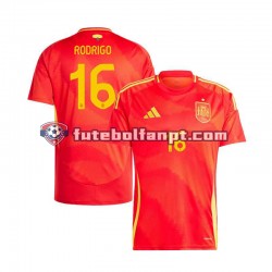 Camisola Principal Seleção Espanhola Rodrigo 16 Euro 2024 Manga Curta ,Homem