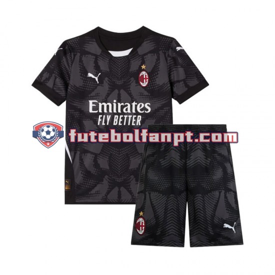 Camisola Principal Guarda-redes AC Milan Preto Época 2024/2025 Manga Curta ,Criança