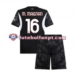 Camisola Principal Guarda-redes AC Milan Preto Mike Maignan 16 Época 2024/2025 Manga Curta ,Criança