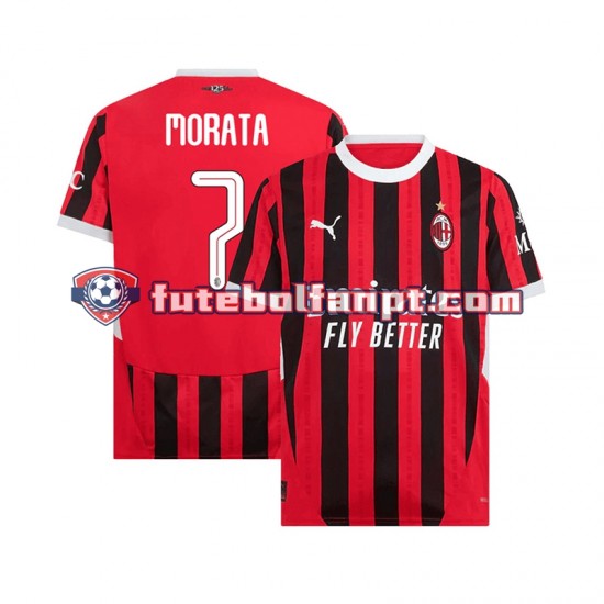 Camisola Principal AC Milan UCL Font MORATA 7 Época 2024/2025 Manga Curta ,Homem