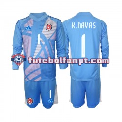 Camisola Principal Guarda-redes Seleção Costarriquenha Azul Keylor Navas 1 2024 Manga Comprida ,Criança