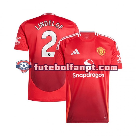 Camisola Principal Manchester United Vermelho Victor Lindelof 2 Época 2024/2025 Manga Curta ,Homem