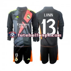 Camisola Alternativo Guarda-redes Real Madrid Preto Andriy Lunin 13 Época 2024/2025 Manga Comprida ,Criança