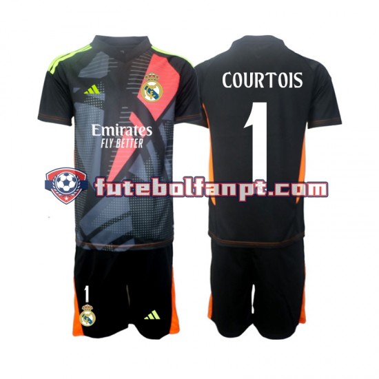 Camisola Alternativo Guarda-redes Real Madrid Preto Thibaut Courtois 1 Época 2024/2025 Manga Curta ,Criança