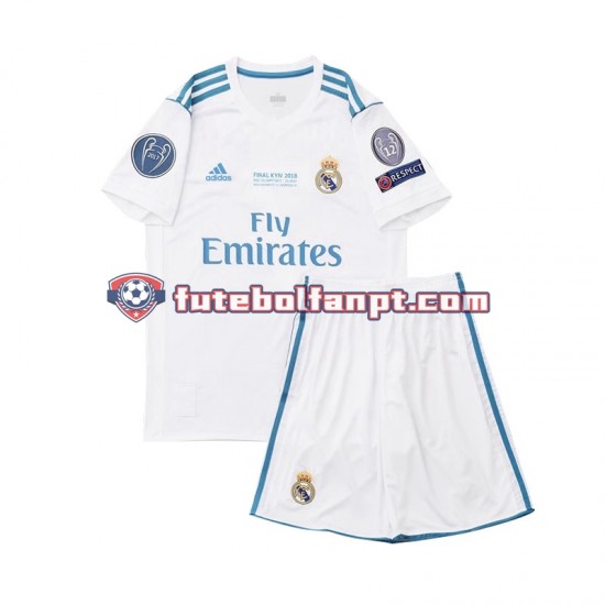 Camisola Principal Real Madrid Retro 2017 Manga Curta ,Criança