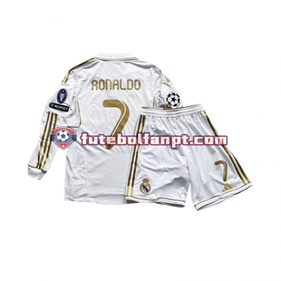 Camisola Principal Real Madrid Cristiano Ronaldo 7 2011 Manga Comprida ,Criança