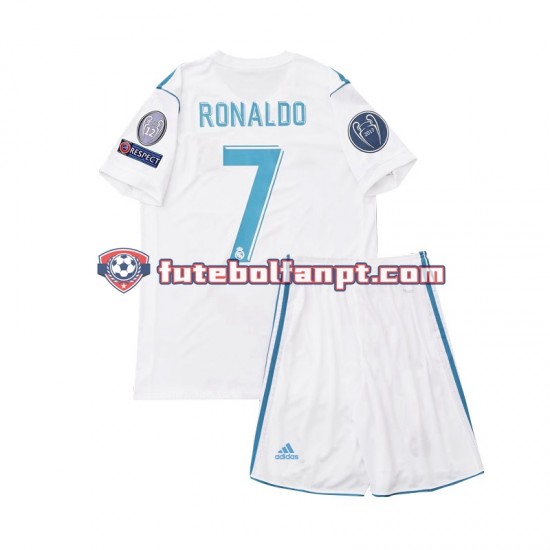 Camisola Principal Real Madrid Cristiano Ronaldo 7 Retro 2017 Manga Curta ,Criança