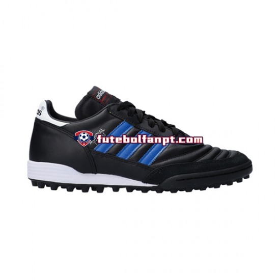 Preto Adidas Classic Mundial Team TF Blue Stripes Chuteiras de futebol