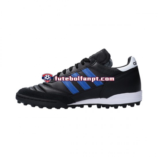 Preto Adidas Classic Mundial Team TF Blue Stripes Chuteiras de futebol