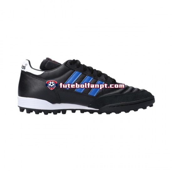 Preto Adidas Classic Mundial Team TF Blue Stripes Chuteiras de futebol