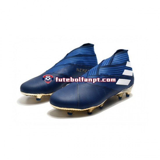 Azul Branco Preto Adidas Nemeziz9 FG Chuteiras de futebol