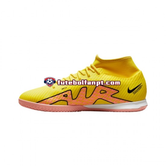 Rosa Amarelo Nike Air Zoom Mercurial Superfly IX Academy IC Halle Lucent Chuteiras de futebol