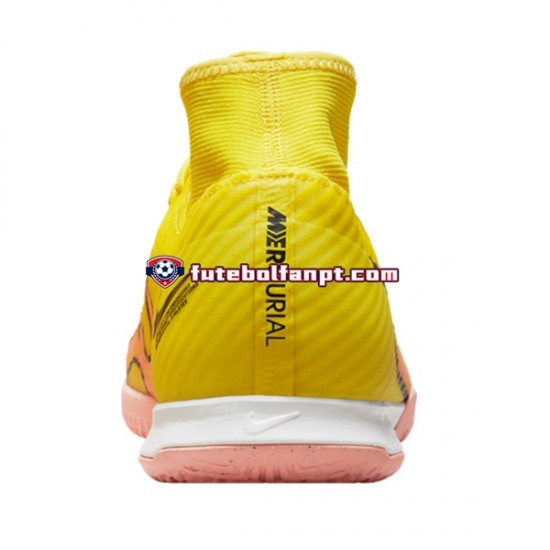 Rosa Amarelo Nike Air Zoom Mercurial Superfly IX Academy IC Halle Lucent Chuteiras de futebol