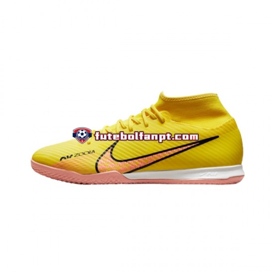 Rosa Amarelo Nike Air Zoom Mercurial Superfly IX Academy IC Halle Lucent Chuteiras de futebol