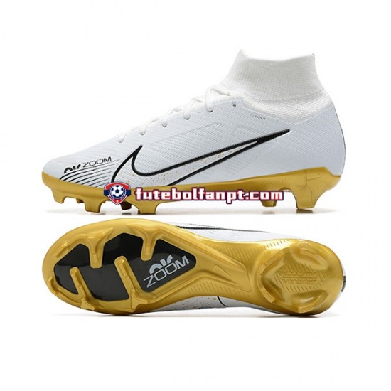 Ouro Branco Nike Air Zoom Mercurial Superfly IX Elite FG Chuteiras de futebol