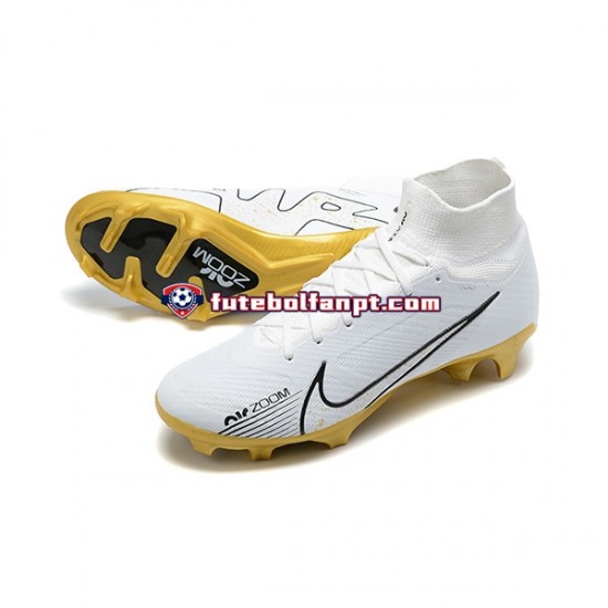 Ouro Branco Nike Air Zoom Mercurial Superfly IX Elite FG Chuteiras de futebol