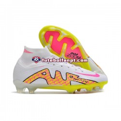 Rosa Amarelo Branco Nike Air Zoom Mercurial Superfly IX Elite FG Chuteiras de futebol