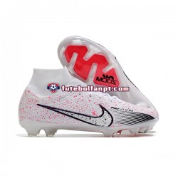 Vermelho Branco Preto Nike Air Zoom Mercurial Superfly IX Elite FG Chuteiras de futebol