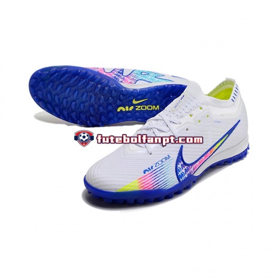 Azul Branco Nike Air Zoom Mercurial Vapor XV Elite TF Chuteiras de futebol