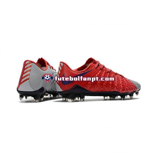 Vermelho Cinza Nike HyperVenom Phantom III Elite FG Chuteiras de futebol