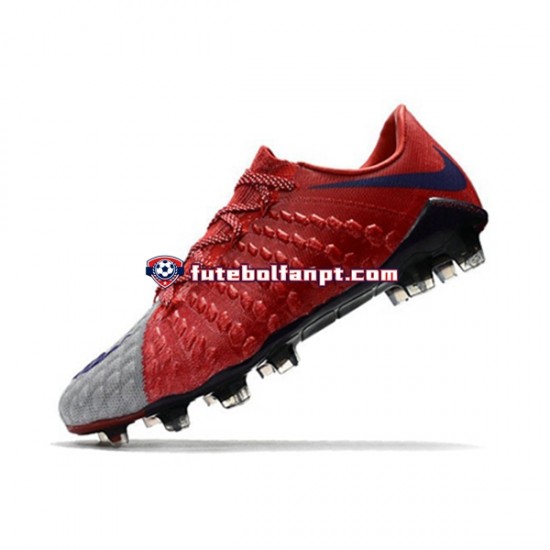 Vermelho Cinza Nike HyperVenom Phantom III Elite FG Chuteiras de futebol