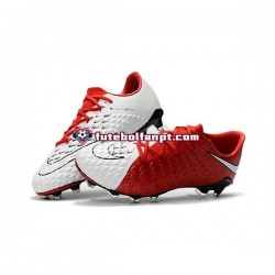 Vermelho Branco Nike HyperVenom Phantom III Elite FG Chuteiras de futebol