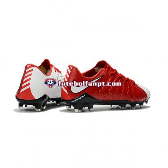 Vermelho Branco Nike HyperVenom Phantom III Elite FG Chuteiras de futebol