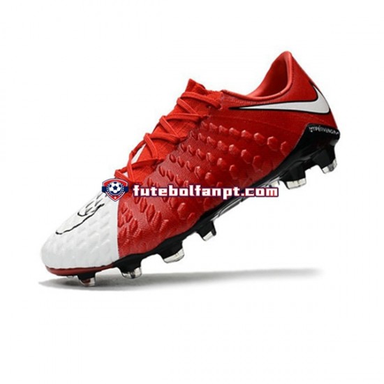 Vermelho Branco Nike HyperVenom Phantom III Elite FG Chuteiras de futebol