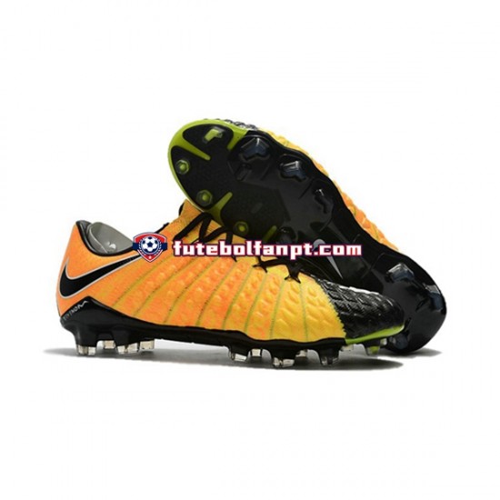 Amarelo Preto Nike HyperVenom Phantom III Elite FG Chuteiras de futebol