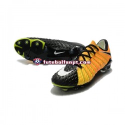 Amarelo Preto Nike HyperVenom Phantom III Elite FG Chuteiras de futebol