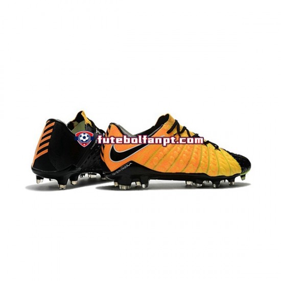 Amarelo Preto Nike HyperVenom Phantom III Elite FG Chuteiras de futebol