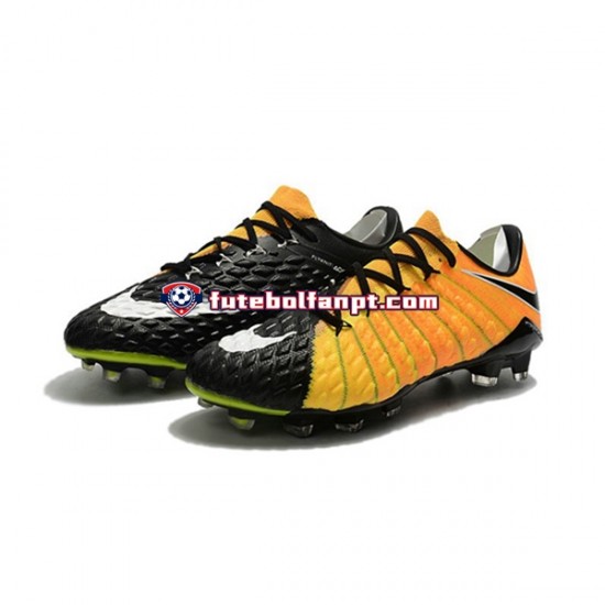 Amarelo Preto Nike HyperVenom Phantom III Elite FG Chuteiras de futebol