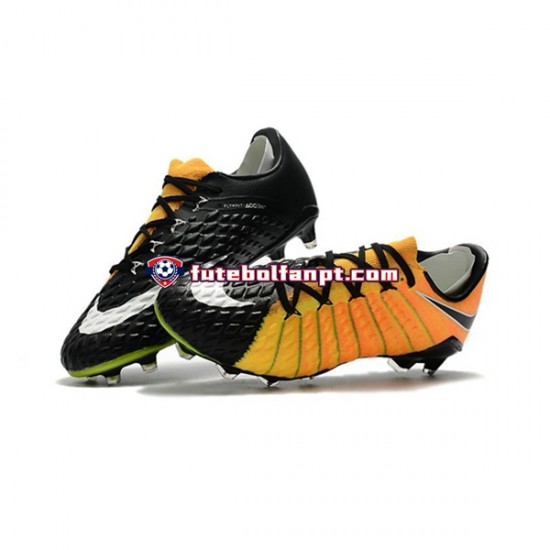 Amarelo Preto Nike HyperVenom Phantom III Elite FG Chuteiras de futebol