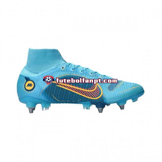 Azul Nike Mercurial Superfly VIII Blueprint PROMO Elite SG Pro Chuteiras de futebol