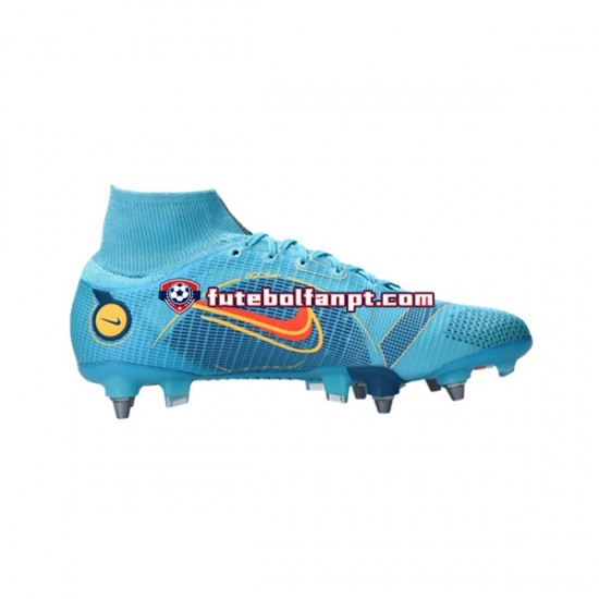 Azul Nike Mercurial Superfly VIII Blueprint PROMO Elite SG Pro Chuteiras de futebol